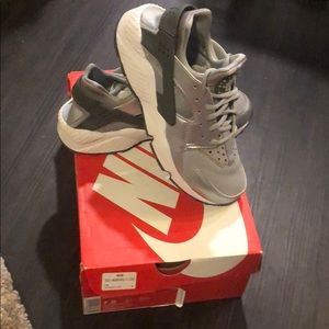 Silver and White Nike Hurache